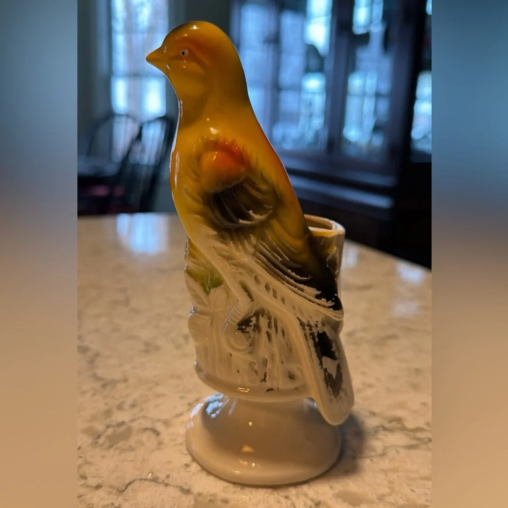 Vintage Ceramic Yellow Bird Planter Bud Vase | Mid Century Modern, Kitsch. G13